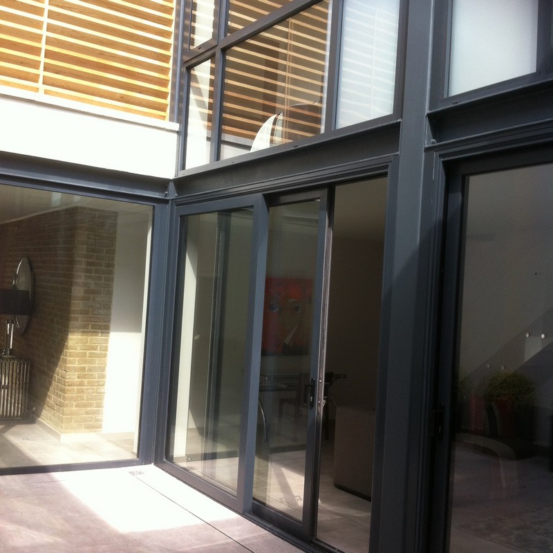 Anthracite aluminium sliding patio doors fitted in Camberwell
